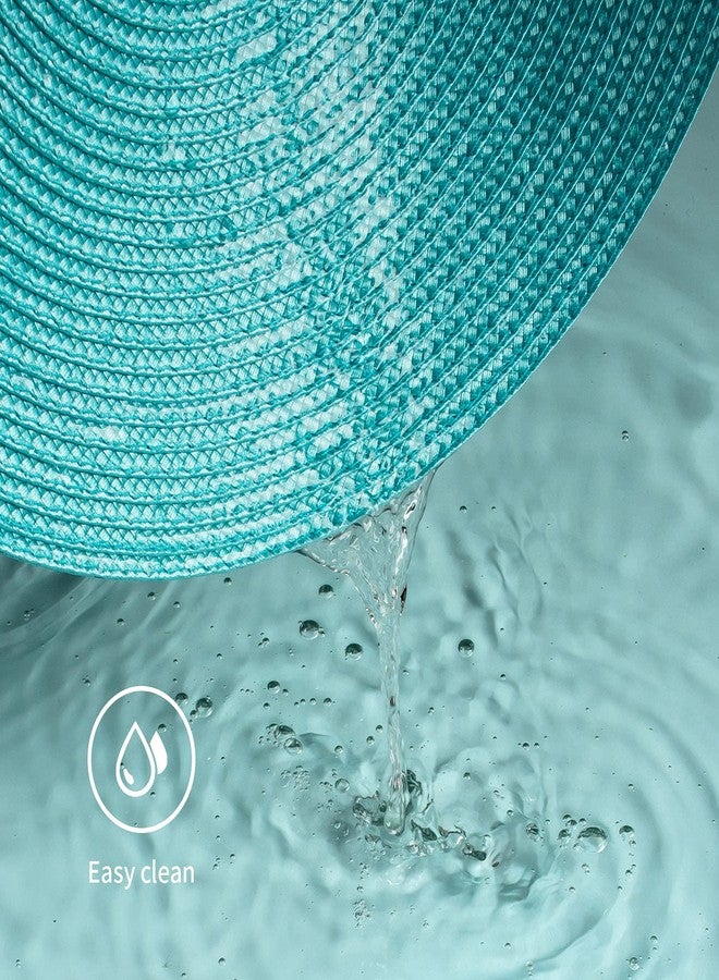 FunWheat Round Braided Placemats Set of 4 Table Mats for Dining Tables Woven Washable Non-Slip Place mats 15inch (Turquoise, 4pcs) - Image 3
